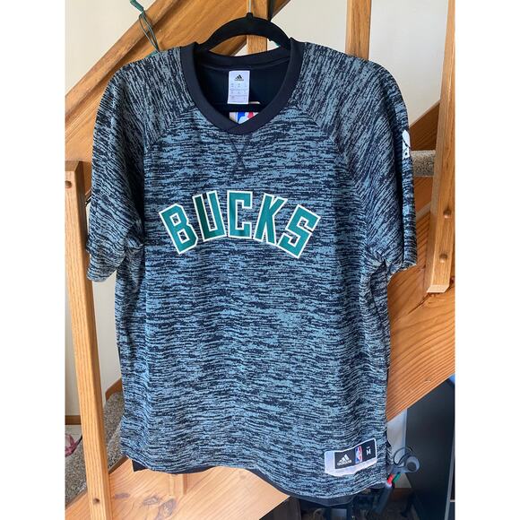 adidas Milwaukee Bucks gray short sleeve shirt - Picture 1 of 6